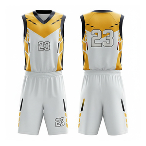 Nouvelle conception d'uniformes de basketball pour adultes, vêtements de basketball très vendus, manches courtes, imprimés, séchage rapide, 100% polyester - Product Image 4