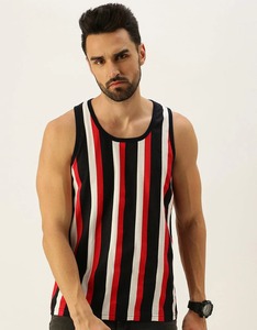 Camiseta sin mangas transpirable con estampado de rayas para hombre, de secado rápido, ecológica, sublimada, informal y moderna para el verano. - Product Image 1