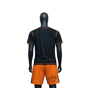 Ensemble de vêtements d'été pour homme avec logo personnalisé, style vintage, short et t-shirt en coton tricoté à rayures contrastées - Product Image 6