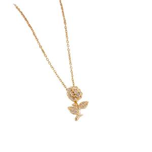 ลดกระหน่ำสร้อยคอจี้ดอกกุหลาบสร้อยคอโซ่หลายชั้นสร้อยคอเพชรสำหรับปลูกในห้องปฏิบัติการเครื่องประดับทองแข็ง14K สำหรับของขวัญผู้หญิง - Product Image 4