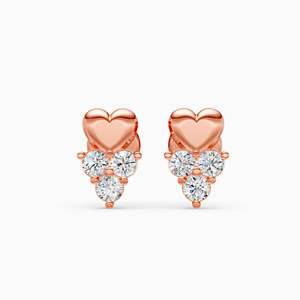 JEWELLERY PLANET Boucles d'oreilles clous classiques en or 10K plaqué rhodium, motif fleur, zircon rouge taille coussin, accents de diamants, unisexe, romantiques CMA - Product Image 2