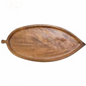 Plat de service décoratif en bois, long plateau ovale en bois, planche à charcuterie de qualité alimentaire pour restaurant, hôtel, décoration de la maison - Product Image 2