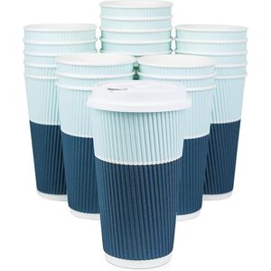 Bicchieri da Caffè Isolati da 22 oz con Coperchi, Grandi Bicchieri Usa e Getta Ondulati per Caffè Caldo da Viaggio - Product Image 1