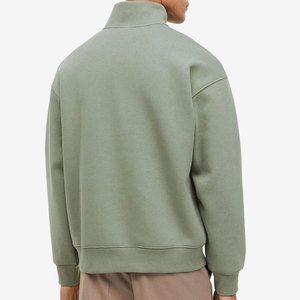 Men's Green Quarter <b>Zip</b> Knitted Sweatshirt Regular Fit Stand Collar Casual Autumn Wear Solid Color Long Sleeve - Product Image 6