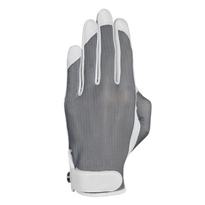 Gant de golf pour homme en cuir Cabretta, paume en cuir gris uni, dos en maille respirante, ajustement extensible, léger, adhérence antidérapante, pour l'extérieur, main gauche - Product Image 1