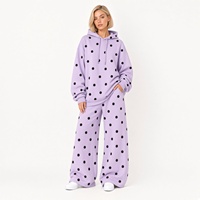 Ensemble sweat-shirt et pantalon surdimensionné à pois, tenue décontractée, pantalon à jambes larges, streetwear décontracté pour femmes, ensemble deux pièces confortable