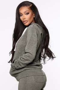 Sudadera con Capucha para Mujer, Gris, Mezcla de Algodón, Tejida, con Bolsillos, Logotipo Frontal, Estilo Casual Urbano para Otoño - Product Image 3