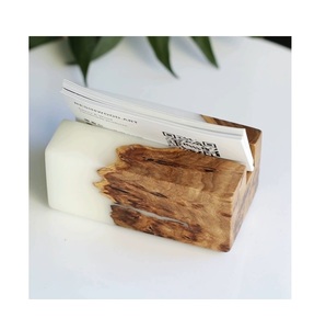 New Product Handcrafted Resin Wood Business Card Holder For Office <b>Desk</b> Top Card Holder Handmade Handicrafts - Product Image 1