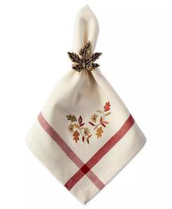 Angolo ricamato foglie d'autunno con tovagliolo di bordo, Set di 6 | Importazioni di Design - Product Image 2