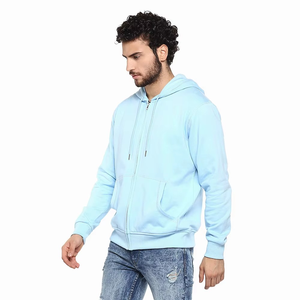 Sudadera con capucha para hombre de algodón grueso con cremallera, venta al por mayor de fábrica, logotipo personalizado, casual, con cremallera completa y hombros caídos - Product Image 5