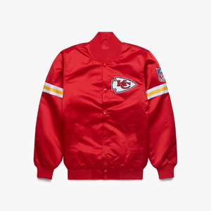 Veste de sport en satin rouge pour homme, vêtements de sport décontractés, col rabattu, coupe régulière, logo brodé sur le devant - Product Image 6