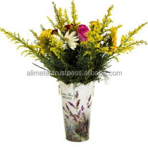 Cubo de hierro con estampado de jardín de flores francesas, diseño decorativo clásico para suelo de escritorio, pieza focal colorida recubierta de polvo para decoración de fiesta - Product Image 5