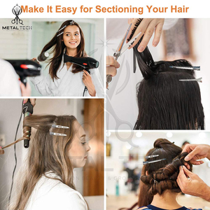 Kit professionnel de pinces à cheveux courbées en métal pour salon de coiffure, pinces de séparation type bec de canard avec boîte de rangement en plastique transparent - Product Image 4