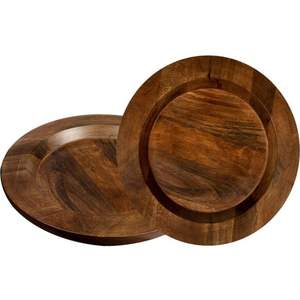 Plato de Madera de Nogal Hecho a Mano, Plato Base Redondo de Madera de Acacia de 13 Pulgadas, Bandeja Decorativa de Lujo para Servir en Bodas, Hoteles y Eventos - Product Image 3