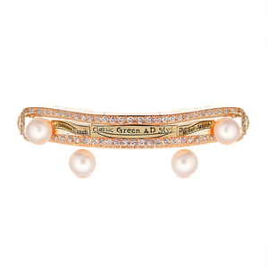 Classic Green AD Style Fine Gold Polished <b>Copper</b> <b>Bangles</b> with Zircon and Pearl - Product Image 1