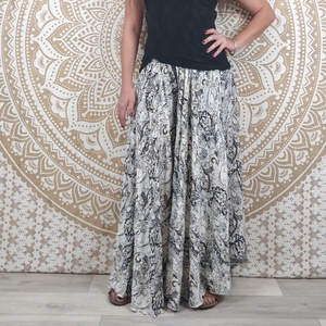Korba <b>Pants</b> 100% Cotton Loose Skirt <b>Pants</b> White Black Paisley Print High Elastic Waist Breathable Anti-Wrinkle Quick Dry ODM - Product Image 3