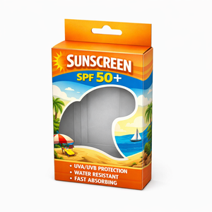 Custom Sunscreen Packaging <b>Boxes</b> with Transparent Window and Four-Color Printing Design - Product Image 1