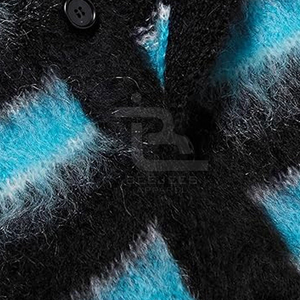<b>Men's</b> Striped Knitted <b>Cardigan</b> Sweater Black And Blue <b>Long</b> Sleeve Thick Winter Wear Button Closure Full Sleeve - Product Image 4