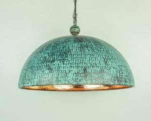Industrial Copper Pendant Light Round <b>Ceiling</b> Mount Handmade Verdigris Finish Indoor Living Room <b>Decor</b> - Product Image 1