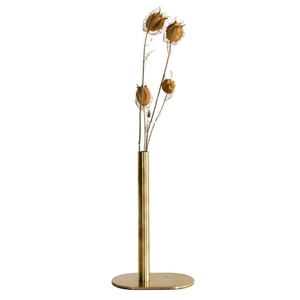 <b>Slim</b> Tube Metal Flower Vase Gold Finish Minimalist Elegant Wedding <b>Table</b> Centerpiece Floral Holder for Luxury Event Decor trendy - Product Image 1