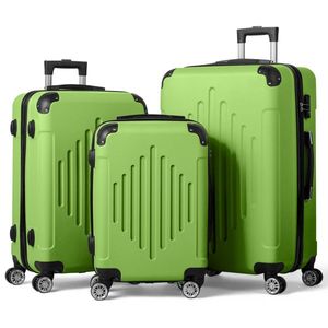 Matcha Green FCH 3-in-1 Trolley Case with Diamond Stripes 2 Corners for Luggage Sets - Product Image 1