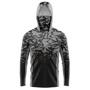 Camisetas de Pesca de Manga Larga con Protección UV, Camisetas de Pesca UPF Personalizadas para Hombre con Capucha y Protector de Cuello - Product Image 1