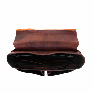 Unisex Genuine Leather Messenger <b>Bag</b> Classic Style Buckle Closure <b>Shoulder</b> <b>Strap</b> Durable Solid Color Business Use - Product Image 2