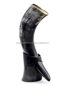 Cuerno para beber de inspiración medieval pulido duradero Premium tallas intrincadas Borde de Metal cuerno de búfalo núcleo estilo europeo té - Product Image 3