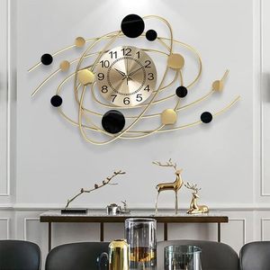 Reloj de pared decorativo de metal, decoración de lujo para el hogar, movimiento silencioso, moderno, para sala de estar, hotel, oficina, colgante artístico de primera calidad. - Product Image 6