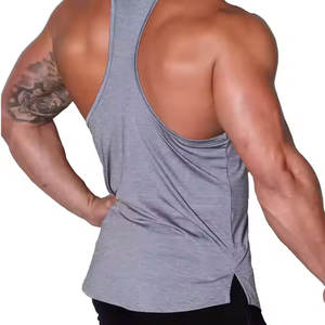 Camiseta sin mangas elástica con cuello redondo y logotipo personalizado para hombre, camisetas sin mangas de algodón al por mayor, tejido de punto transpirable - Product Image 3