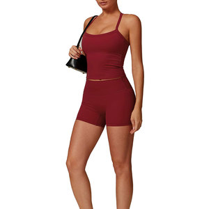 2026 New Arrival Women's 2 Piece <b>Sets</b> Strips Design Shirt Above Knee Length Shorts Yoga Workout Gym <b>Set</b> Custom Designed Logo - Product Image 3
