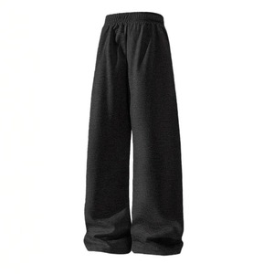 Men's Pleated Wide <b>Leg</b> Trousers Vintage <b>Straight</b> <b>Pants</b> Mid Waist Flat Front Fleece Woven Trousers for Autumn - Product Image 3