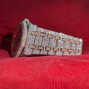 Reloj de Lujo con Moissanita de Alta Calidad, Certificado D VVS, Correa de Acero Inoxidable de 21 mm de Ancho, Pasa el Test de Diamantes, Cristal Antiguo para Hombre - Product Image 1