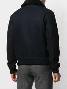 Blouson Bomber Homme à Col en Fausse Fourrure, Zippé, Hiver, Décontracté, Noir Uni, Coupe-Vent, Style Motard, Épais, Poches, Entièrement Personnalisable - Product Image 3