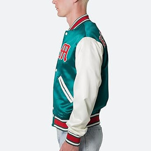 Wholesale High Quality Waterproof Spring Nylon Flight Satin <b>Jacket</b> for Men Custom Logo Plus Size Satin Varsity <b>Jackets</b> for Men - Product Image 2