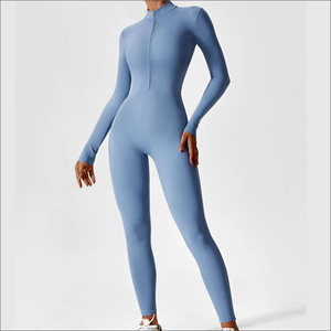 Mono de Manga Larga con Cuello Alto para Mujer, Color Sólido, Largo, Transpirable, Elástico, Ropa de Yoga, Diseño Minimalista - Product Image 3