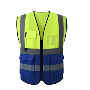 Gilet de sécurité routière réfléchissant haute visibilité en polyester unisexe orange jaune vert citron avec poches et fermeture éclair détachable - Product Image 2