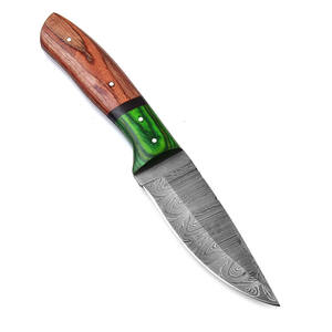 Couteau de chasse à lame fixe en acier Damas, avec fourreau en bois, pour le camping, la survie, la chasse en plein air, couteau tranchant - Product Image 6