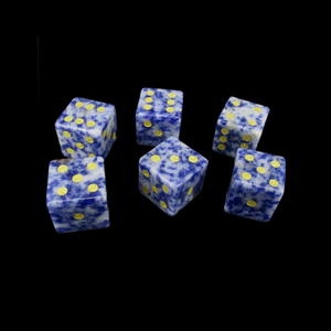 Stone Sodalite D6 <b>Dice</b> Cube Natural Gemstone Crystal Stone D6 <b>Dice</b> Engraved Stone Custom <b>Dice</b> <b>Sets</b> - Product Image 2