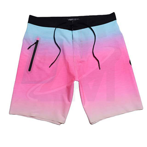 Men's Gradient Color Board Shorts Quick Dry Drawstring Casual Swim Shorts with Pockets Mid Waist Knitted Polyester - Product Image 1