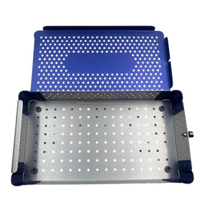 High Quality Aluminum Surgical Sterilization Tray Box 245 x 150 x 50 mm Blue Coated Reusable <b>Instrument</b> Storage Case with Lid - Product Image 5