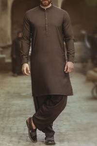 Ensemble Kurta Salwar traditionnel pour homme en coton marron, coupe régulière, longueur cheville, décontracté, toutes saisons, vêtements indiens et pakistanais - Product Image 5