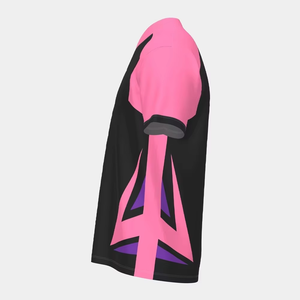 Maillot de Gaming E-Sports Unisexe pour Adultes 2026, Col en V, Impression par Sublimation, Séchage Rapide, Blocs de Couleurs Rose, Noir, Violet, Manches Courtes - Product Image 3