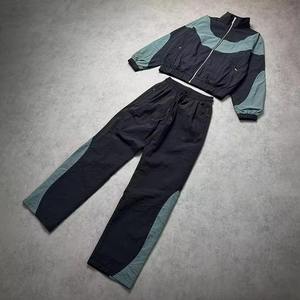 Windbreaker Jacket and Trouser Set Zip up <b>Wind</b> <b>Breaker</b> Jacket Hoodie Two Piece Set Polyester Sportswear Suit - Product Image 4