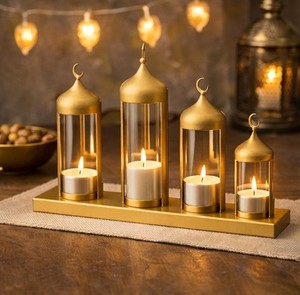 Décoration de maison islamique, centre de table haut de gamme, design lune croissante décorative, porte-bougie pour bougies chauffe-plat, pour la décoration du Ramadan et de l'Aïd. - Product Image 2