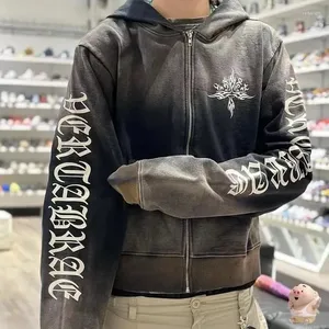 Printed <b>Enzyme</b> Wash Acid Wash Breathable Men's Heavyweight 100% Cotton Zipper-Up Hoodie 500Grams Custom Logo DTG - Product Image 1