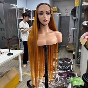 Perruque en cheveux humains 100% vierges vietnamiens, double trame, qualité supérieure, lisses comme des baguettes, couleur Ombré Brun Miel, prix usine - Product Image 3