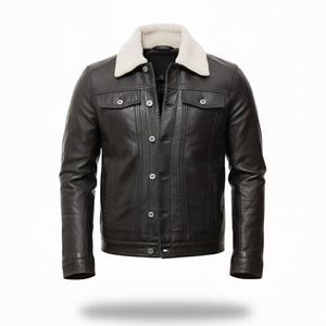 Veste en cuir véritable noir de qualité supérieure pour hommes, style bomber vintage, pour motards et vestes en cuir décontractées d'hiver - Product Image 1