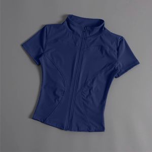 Women's Lightweight <b>Yoga</b> <b>Jacket</b> High-Elasticity Short Sleeves Stand Collar Second-Skin Fit for Fitness Training Breathable Top - Product Image 2