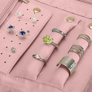 Estuche de Joyería Portátil de Terciopelo Acolchado con Botones para Mujer, Bolsa Enrollable Duradera, Organizador de Viaje Plegable, Almacenamiento de Gamuza, Moda - Product Image 5